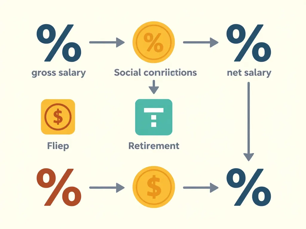 1865 brut en net cotisations influencent net diagramme