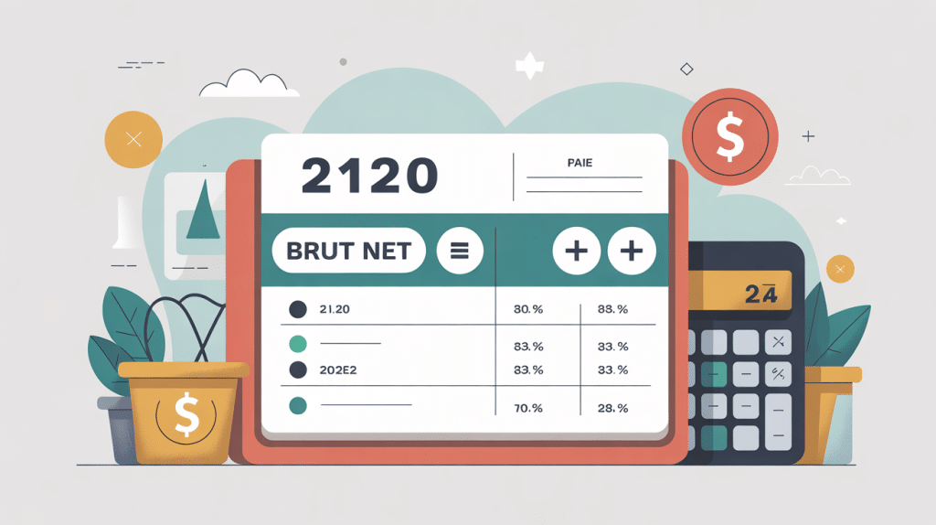 Illustration fiche de paie thème 2120 brut en net