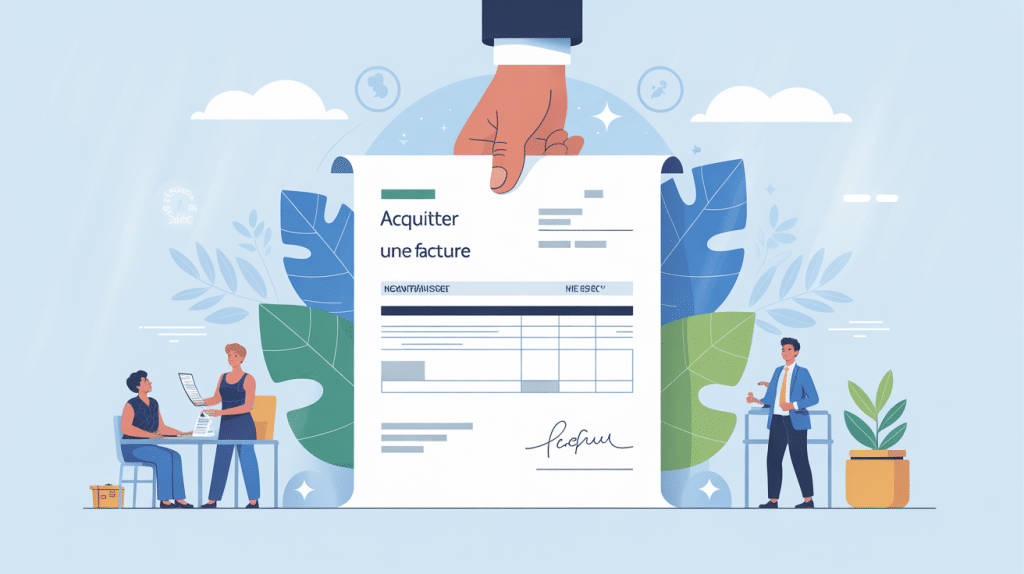 illustration acquitter une facture main document preuve