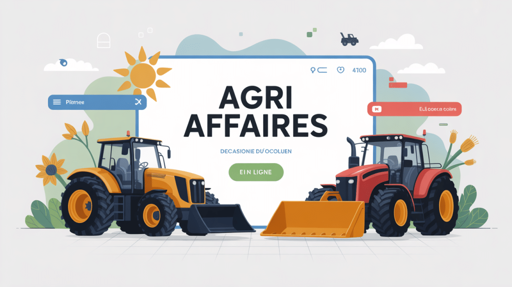 Illustration agri affaires matériel agricole plateforme en ligne