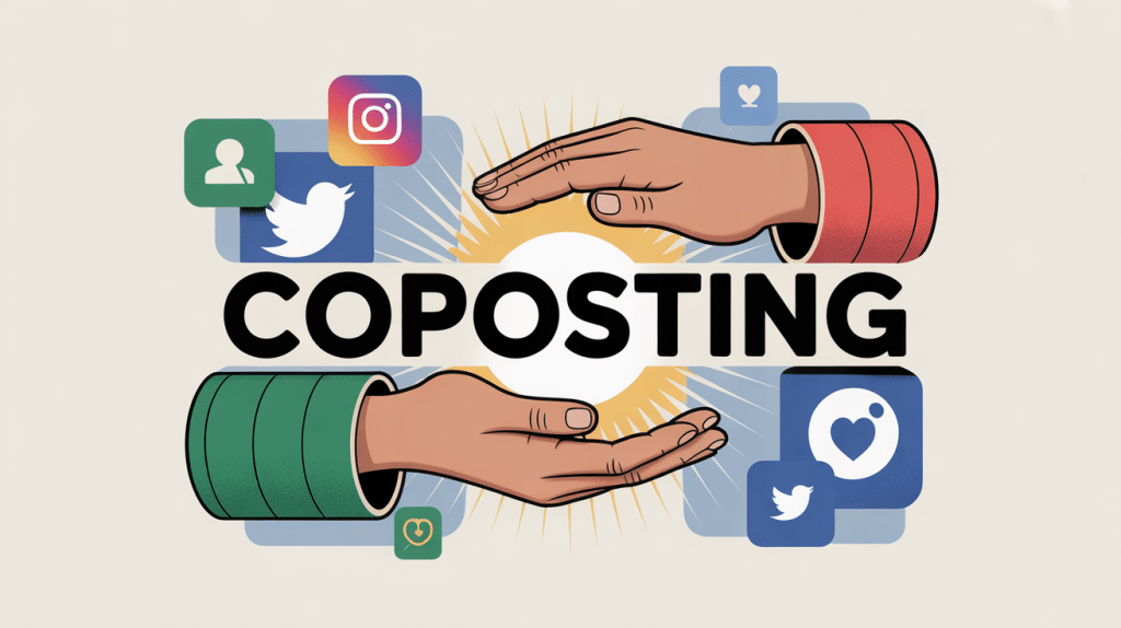 coposting concept stylisé réseaux sociaux