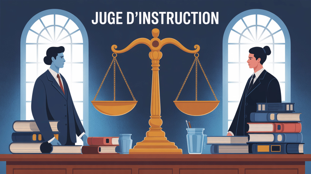 devenir juge d'instruction illustration stylisée balance justice