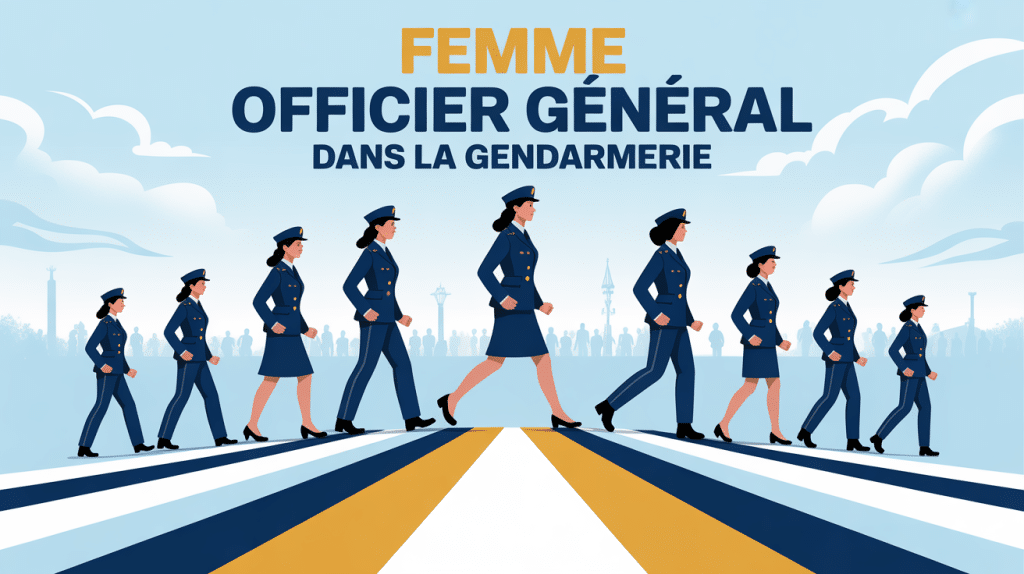 Illustration femme général gendarmerie podium
