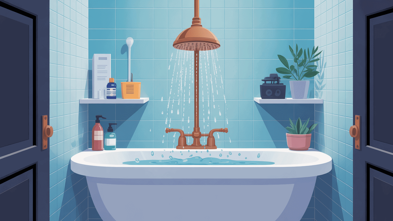 illustration fuite sous bac à douche assurance dans salle de bain