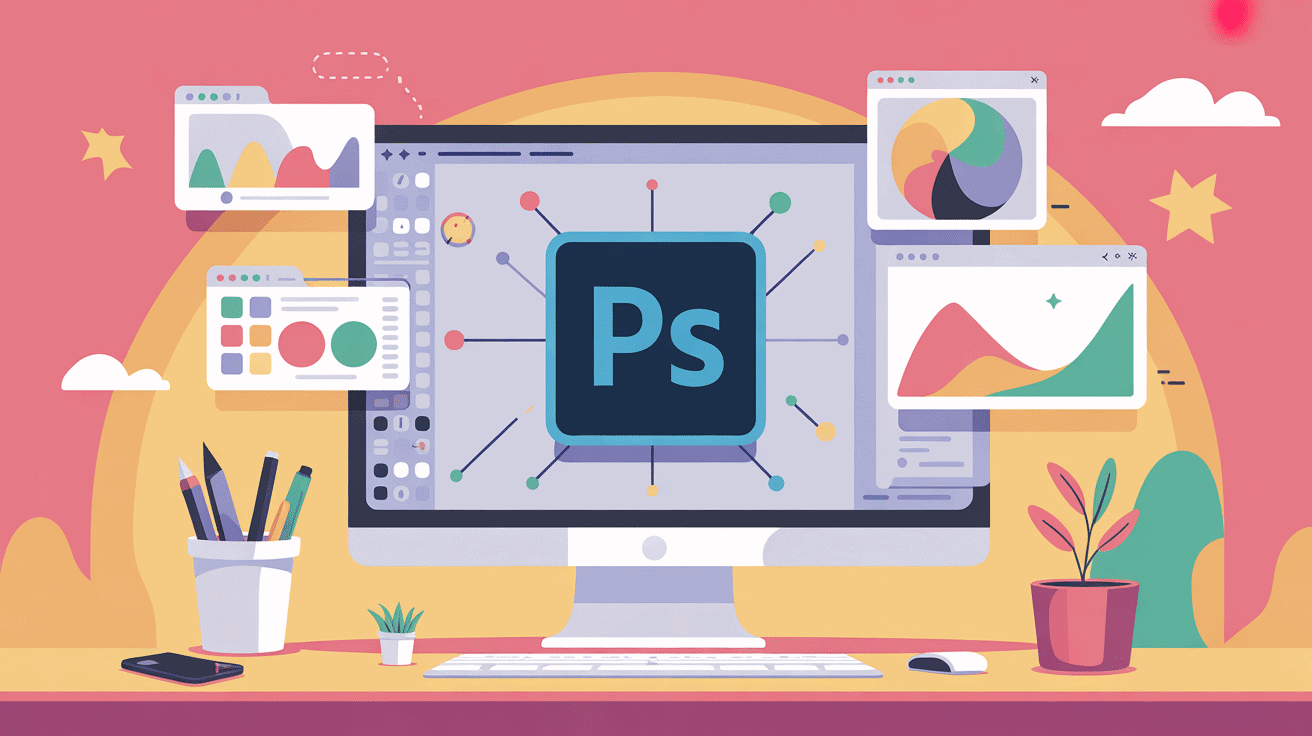 illustration centrale graphismes ps photoshop bureau créatif