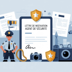 Lettre de motivation agent de sécurité entourée de symboles sécurité