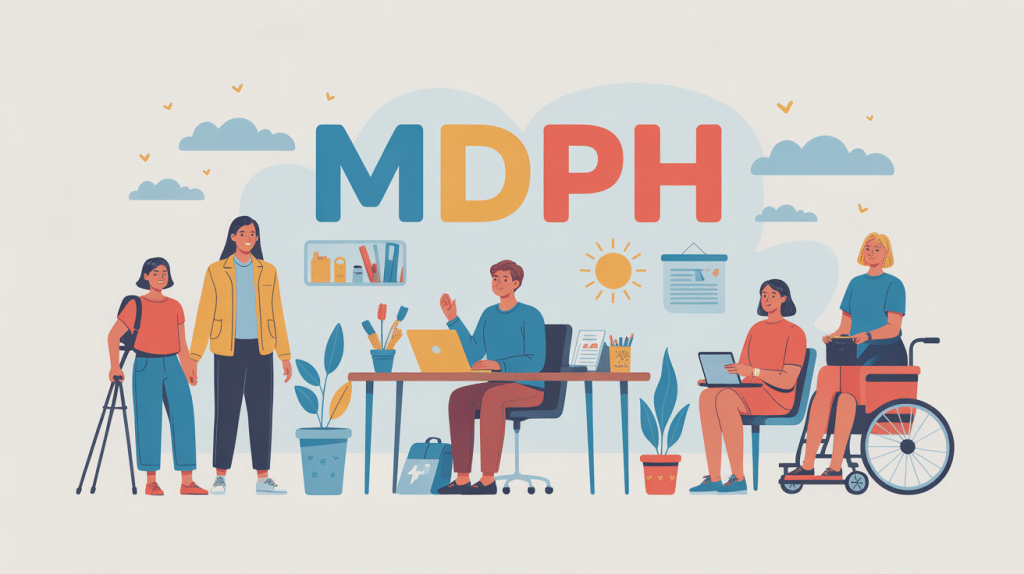 mdph avantage inconvenient illustration famille autour bureau administratif