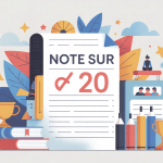 illustration moderne mettre une note sur 20 école et travail