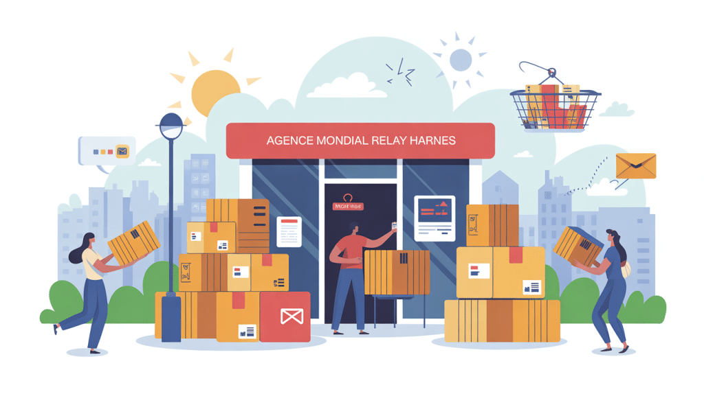 mondial relay - agence de harnes illustration moderne point relais