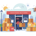 mondial relay - agence de harnes illustration moderne point relais