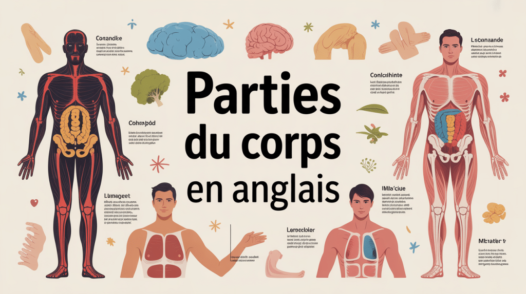 illustration principales partie du corps en anglais