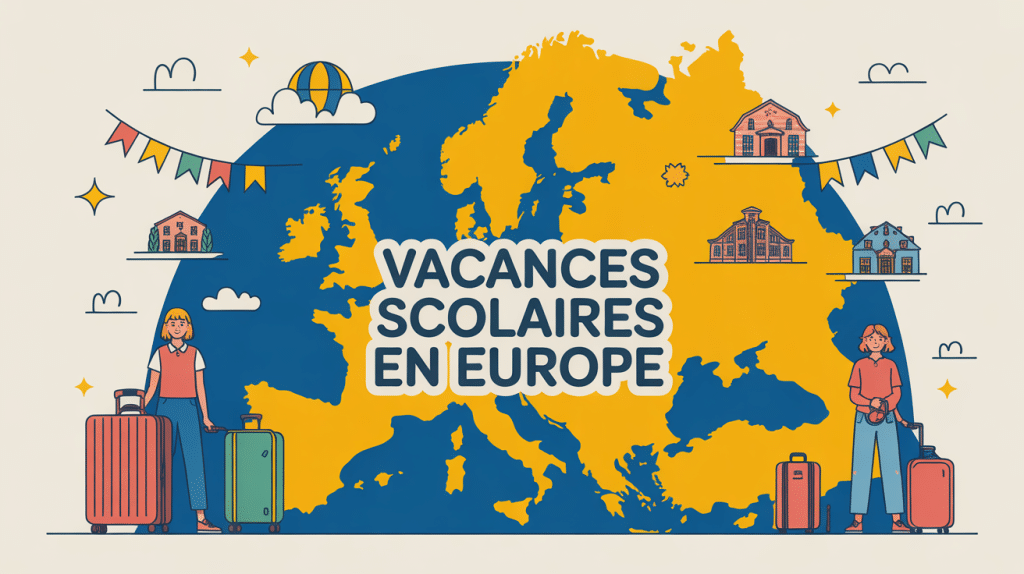 carte stylisée vacances scolaire europe