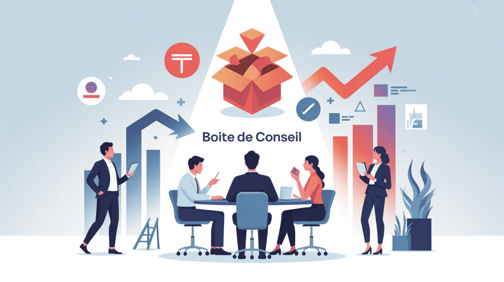 Illustration boite de conseil transformation entreprise
