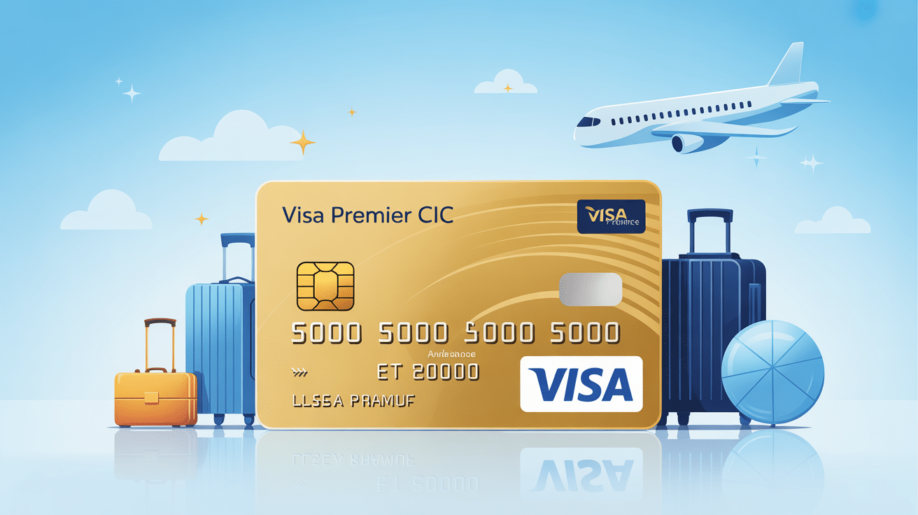 Visuel carte visa premier cic illustrant les avantages premium