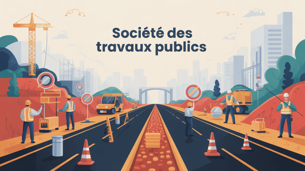Illustration chantier routier société des travaux publics