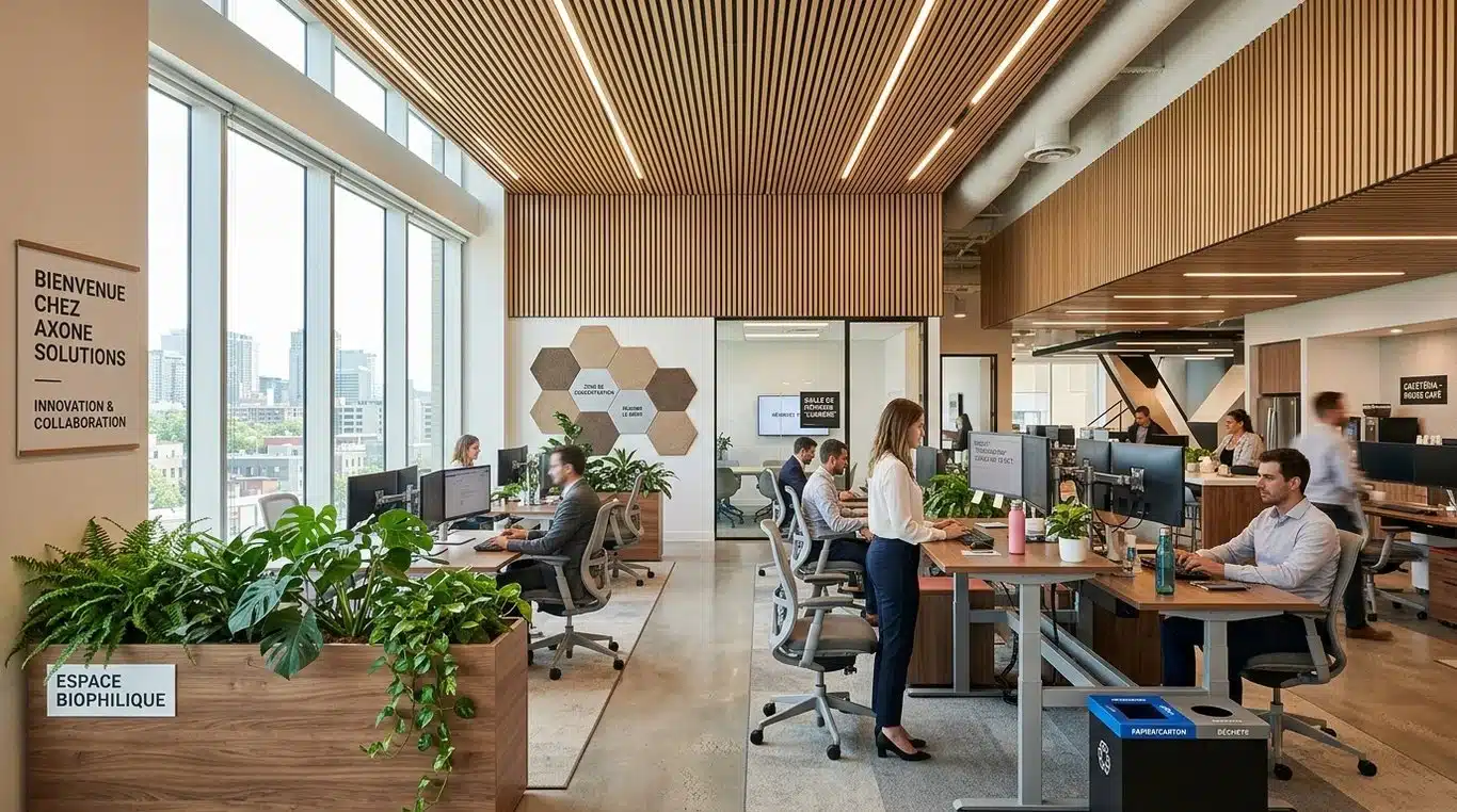 Aménagement moderne et ergonomique d'un bureau professionnel