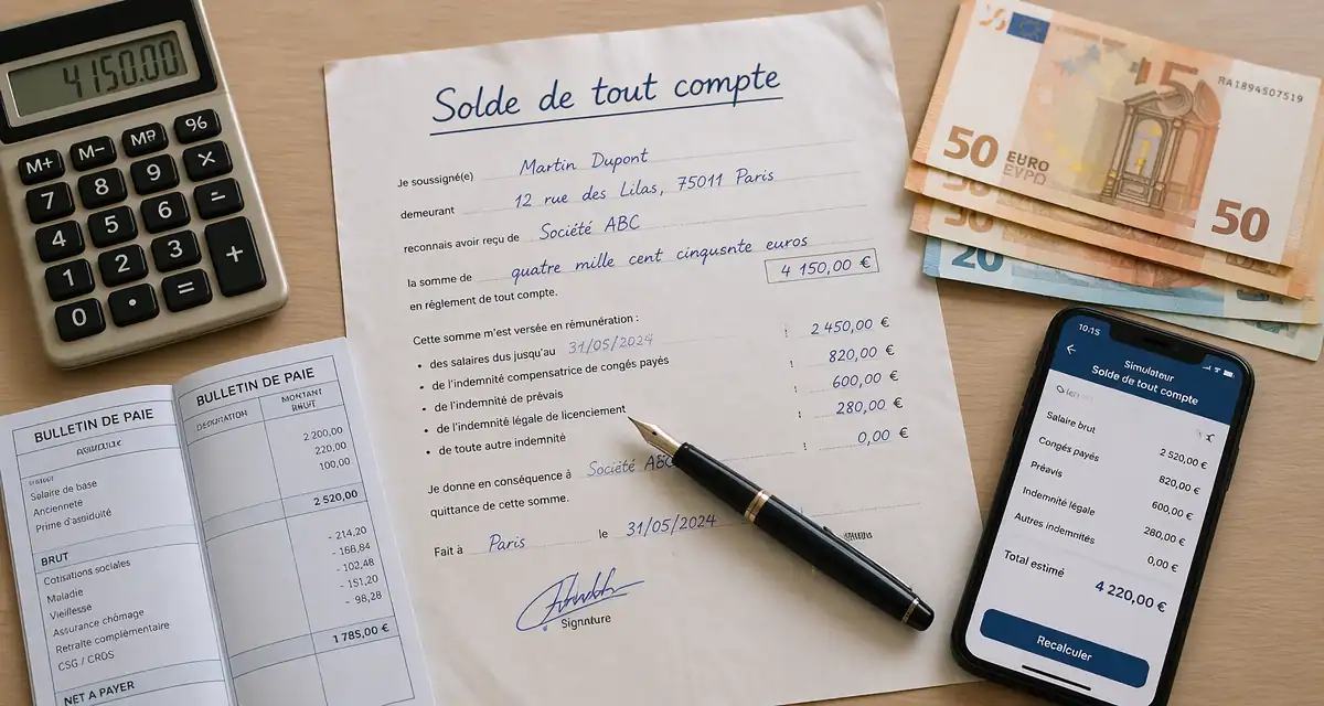 calculer un solde de tout compte reçu et simulateur