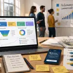 crm logiciel équipe devant tableau de bord