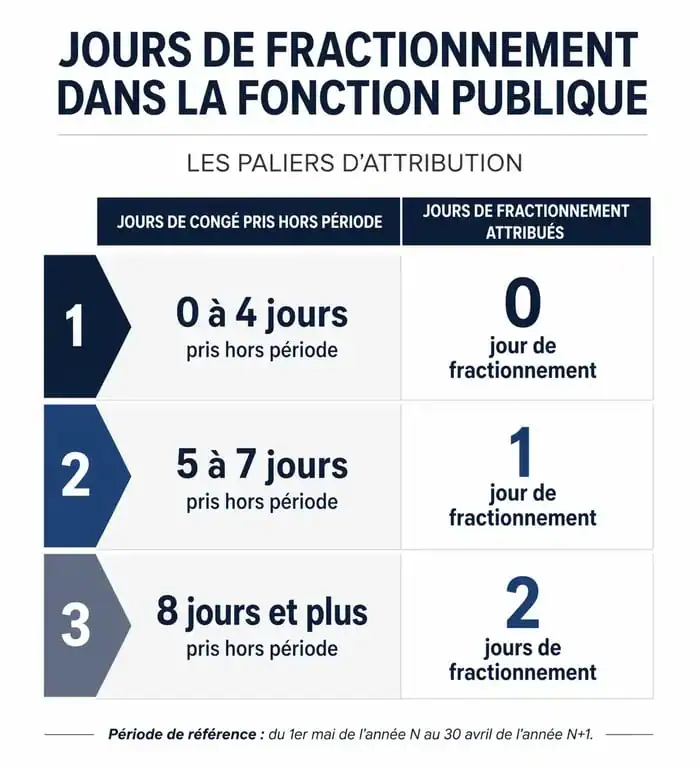 Infographie des paliers d'attribution des jours de fractionnement dans la fonction publique