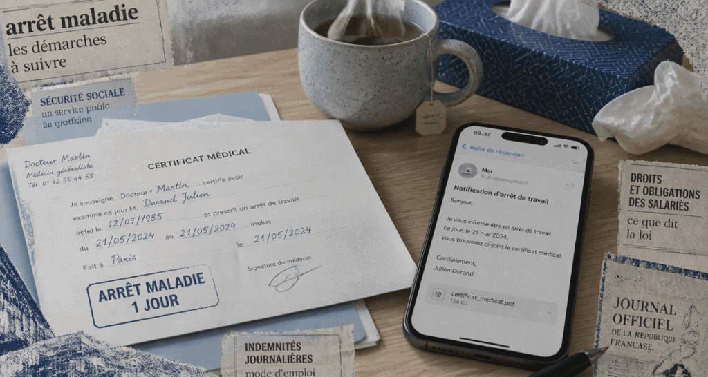 arret maladie un jour certificat employeur