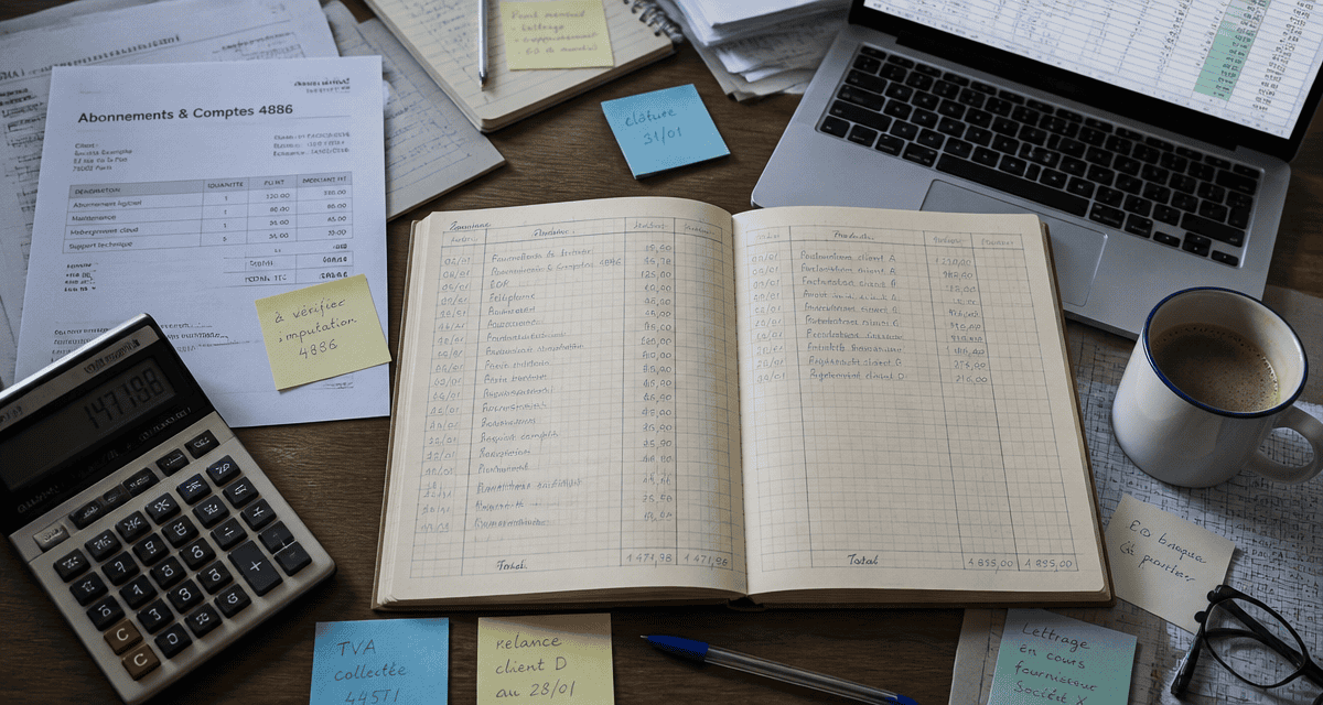 Bureau avec compte comptable abonnement et factures