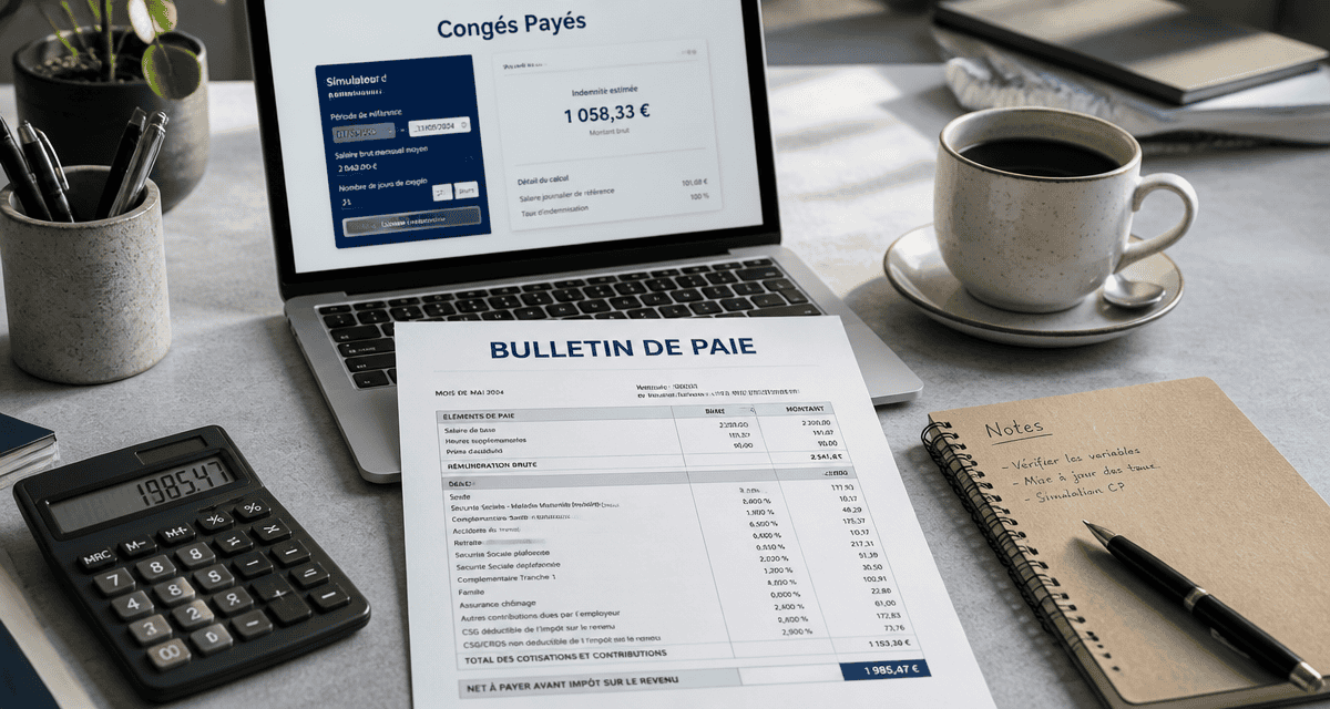calcul indemnité congés payés simulateur sur bureau