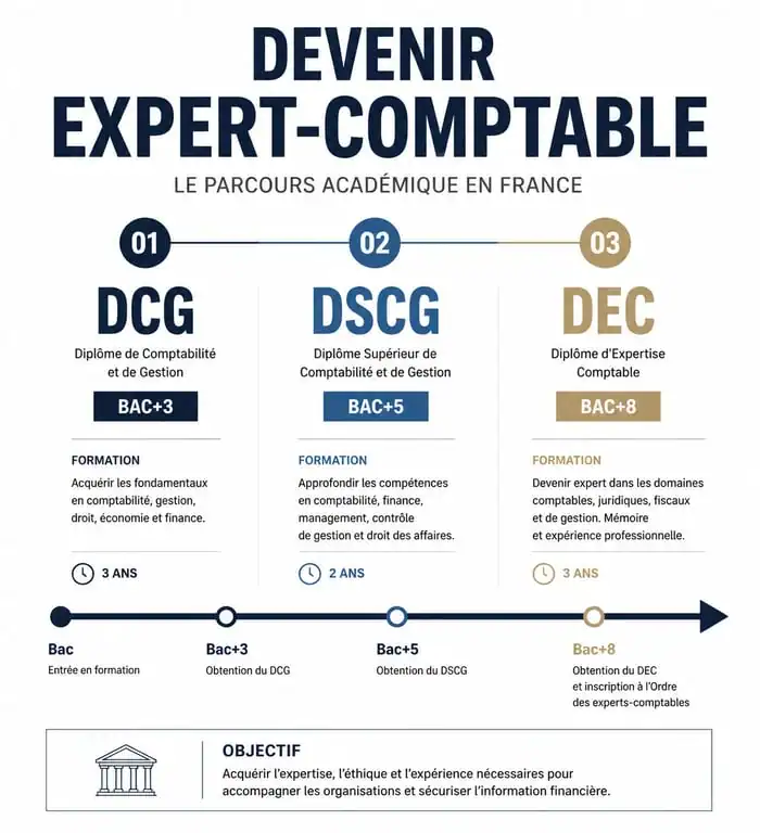 Parcours d'études pour devenir expert-comptable : DCG, DSCG et DEC
