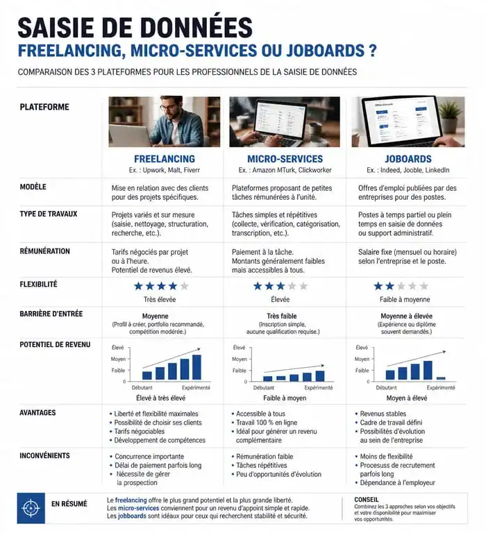 Comparatif des plateformes pour la saisie de données à domicile rémunéré