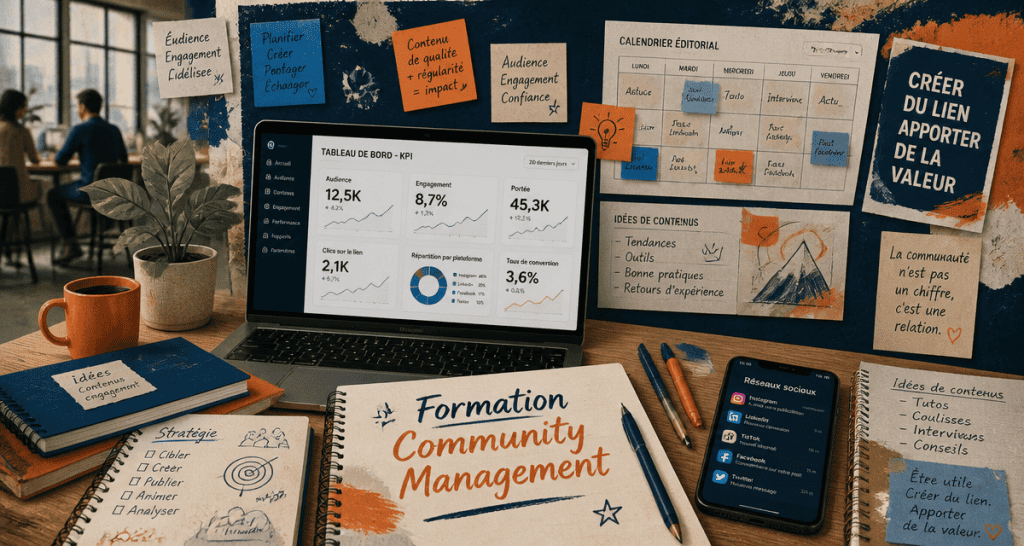 formation community management, tableau de bord KPI et outils