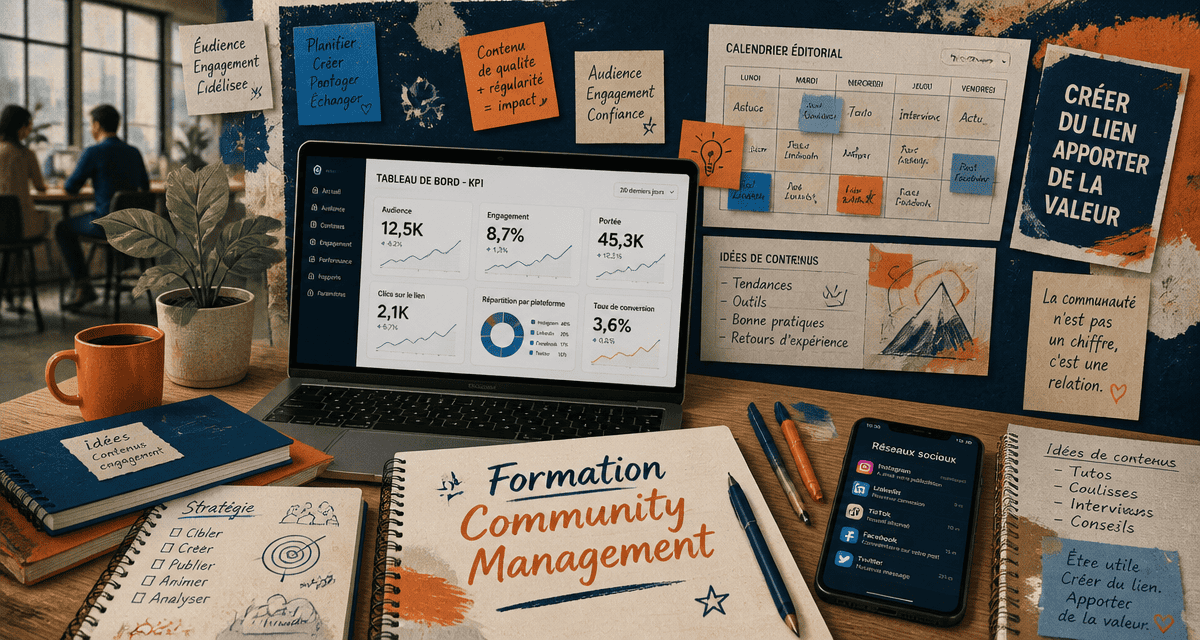 formation community management, tableau de bord KPI et outils