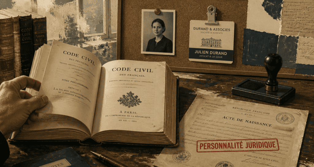 la personnalité juridique sur bureau ancien avec documents