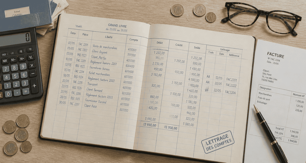 lettrage des comptes sur registre papier et calculatrice