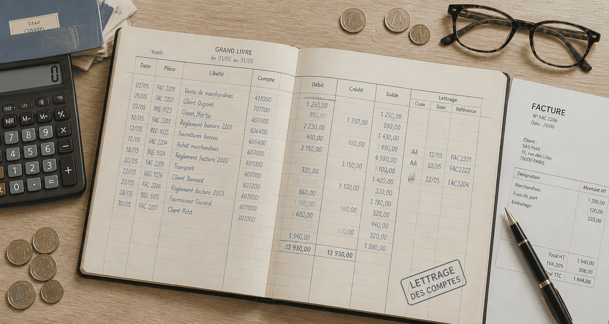 lettrage des comptes sur registre papier et calculatrice