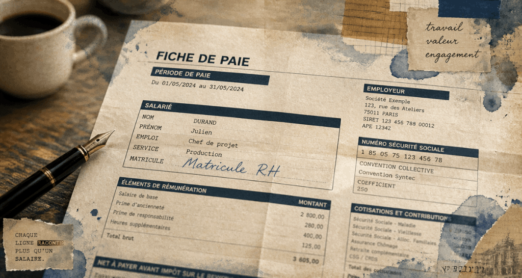 matricule fiche de paie bloc identification