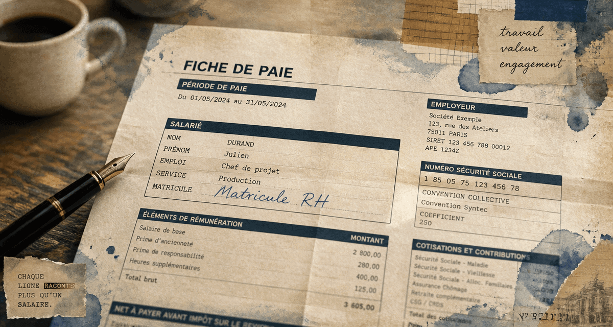 matricule fiche de paie bloc identification