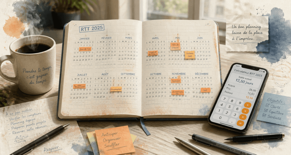 nombre de jours de rtt en 2025 agenda bureau