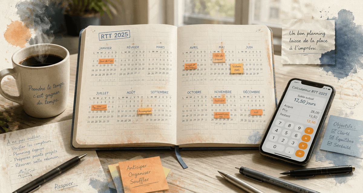 nombre de jours de rtt en 2025 agenda bureau