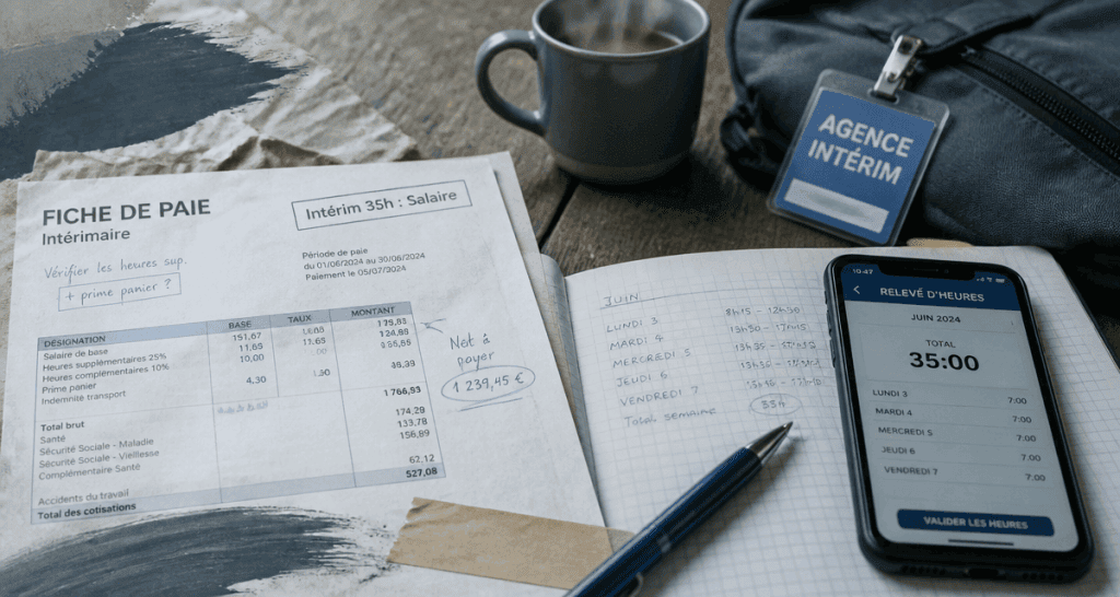 salaire interimaire 35h fiche de paie sur bureau