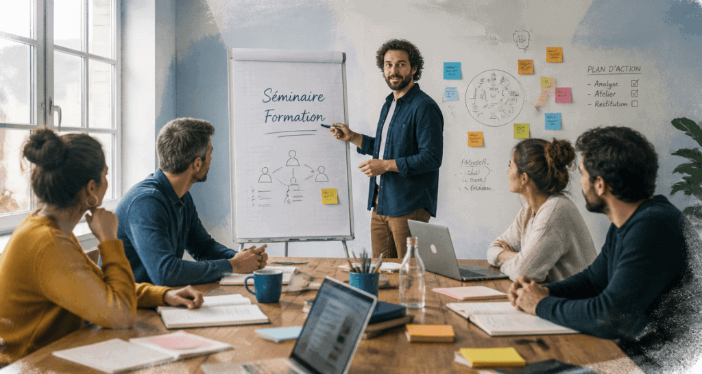 Séminaire de formation, professionnels en atelier