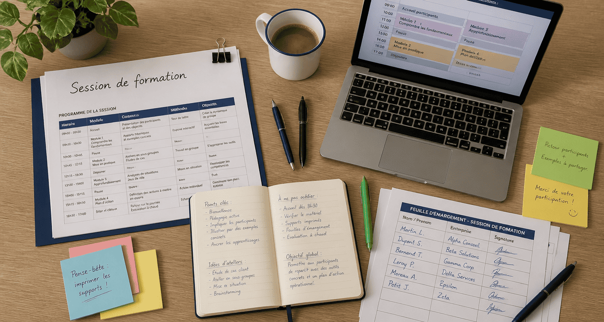 Bureau de formateur pour session de formation