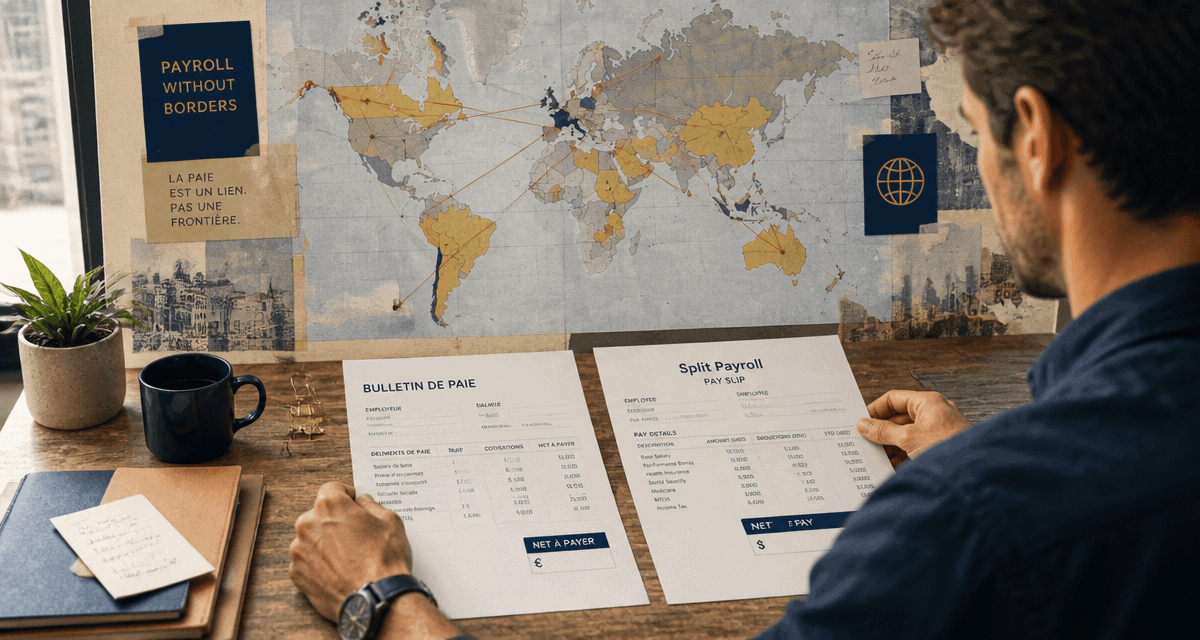 split payroll fiche de paie euro dollar carte monde