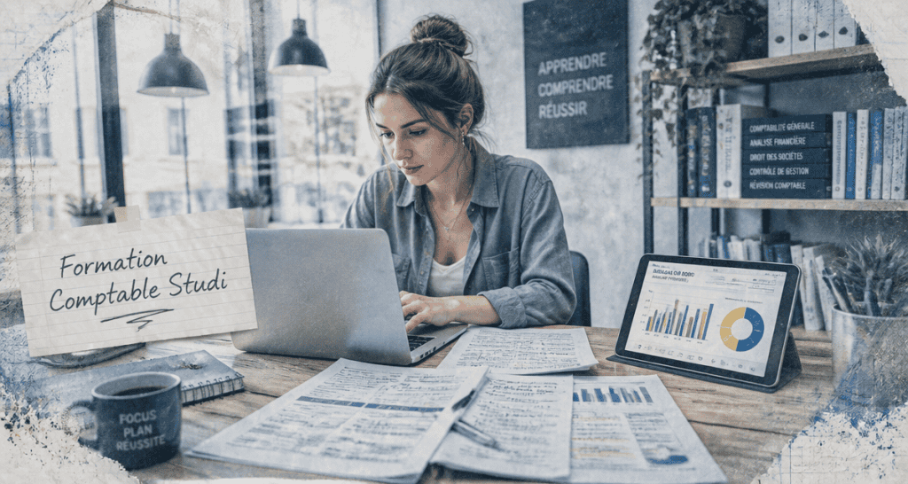 studi formation comptable jeune femme ordinateur
