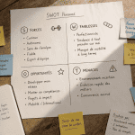 swot personnel matrice manuscrite sur bureau