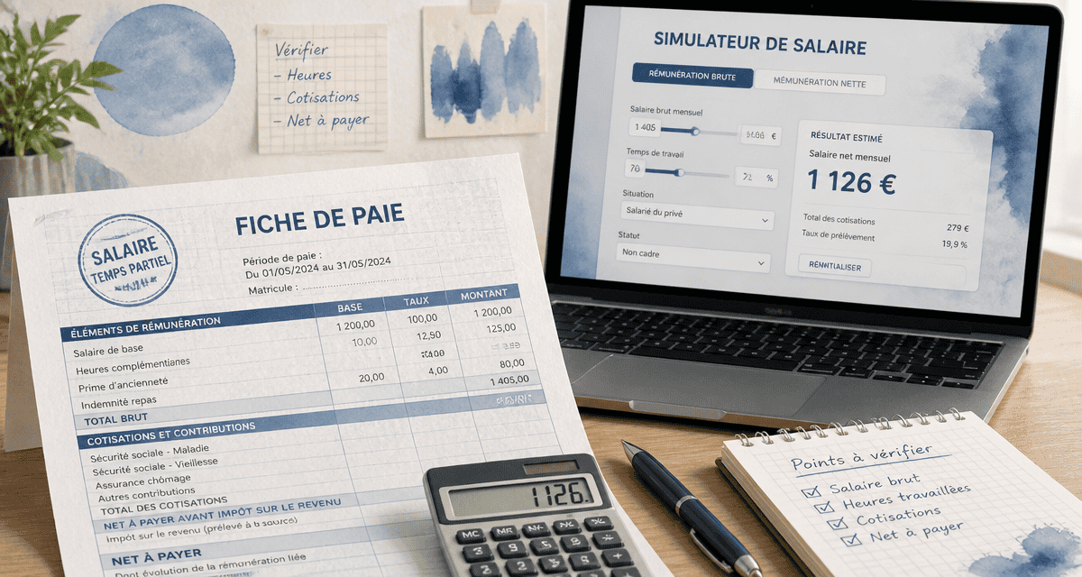 temps partiel calcul salaire sur bureau