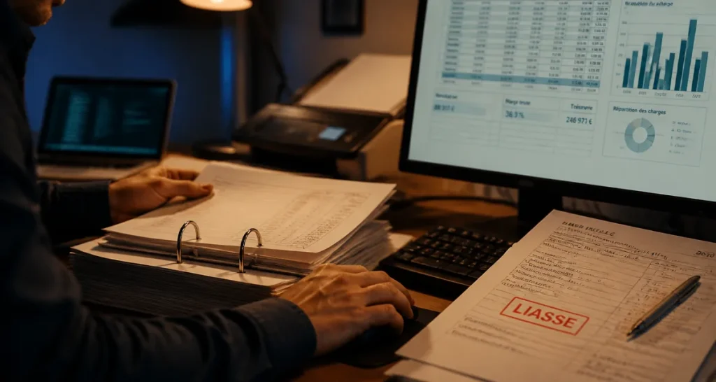 Compétences comptable : comptable travaillant sur tableaux financiers