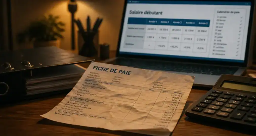 Comptable salaire débutant : fiche de paie, bureau et calculateur