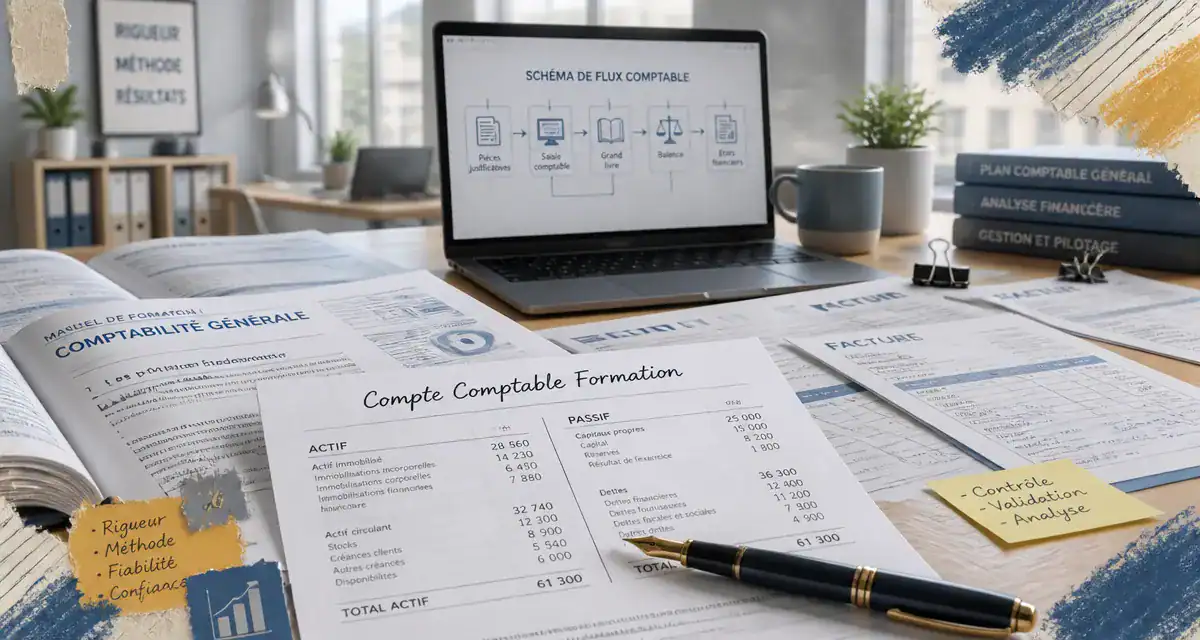 Compte comptable formation sur bureau avec documents