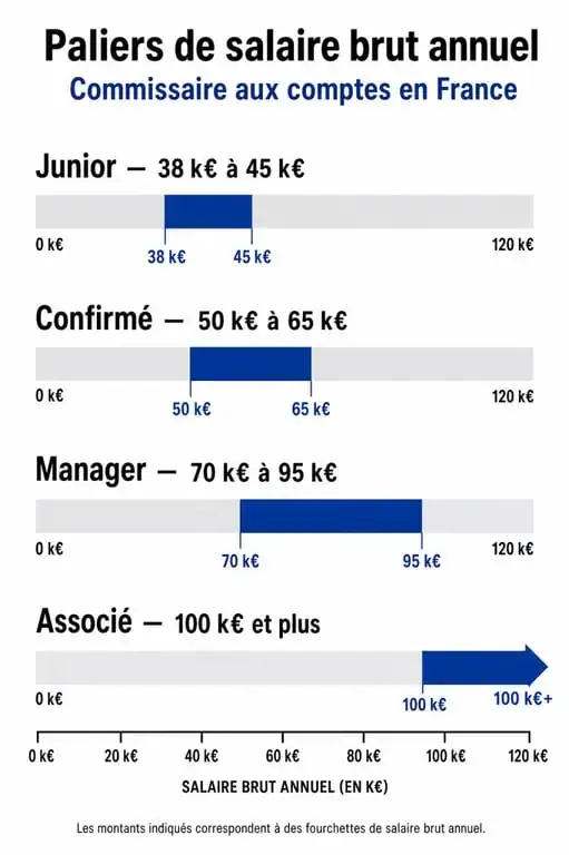 Évolution du salaire d'un commissaire aux comptes selon l'expérience et le niveau de responsabilité