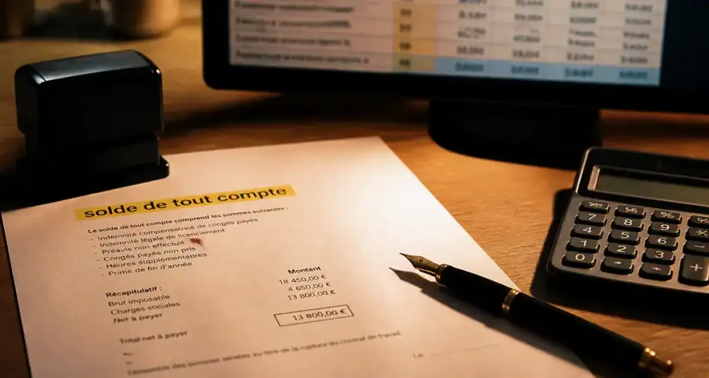 Feuille de calcul solde de tout compte : 6 mois pour contester