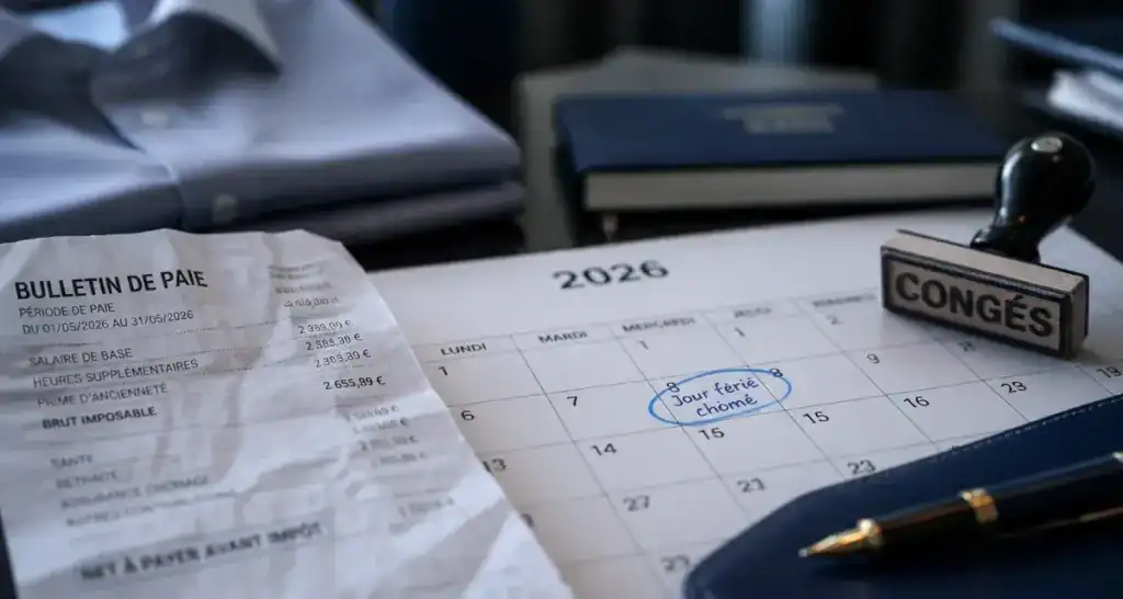 Jours feries conges payes : calendrier et fiche de paie pour decompte